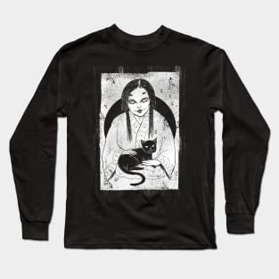 Kuroneko (White Print) Long Sleeve T-Shirt